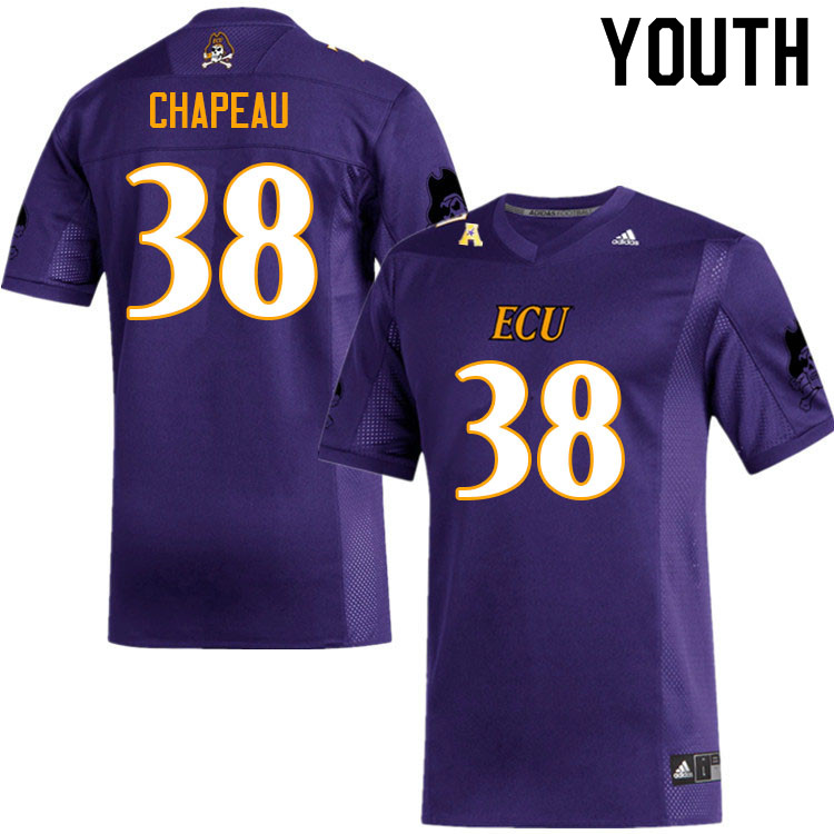 Youth #38 David Chapeau ECU Pirates College Football Jerseys Sale-Purple - Click Image to Close